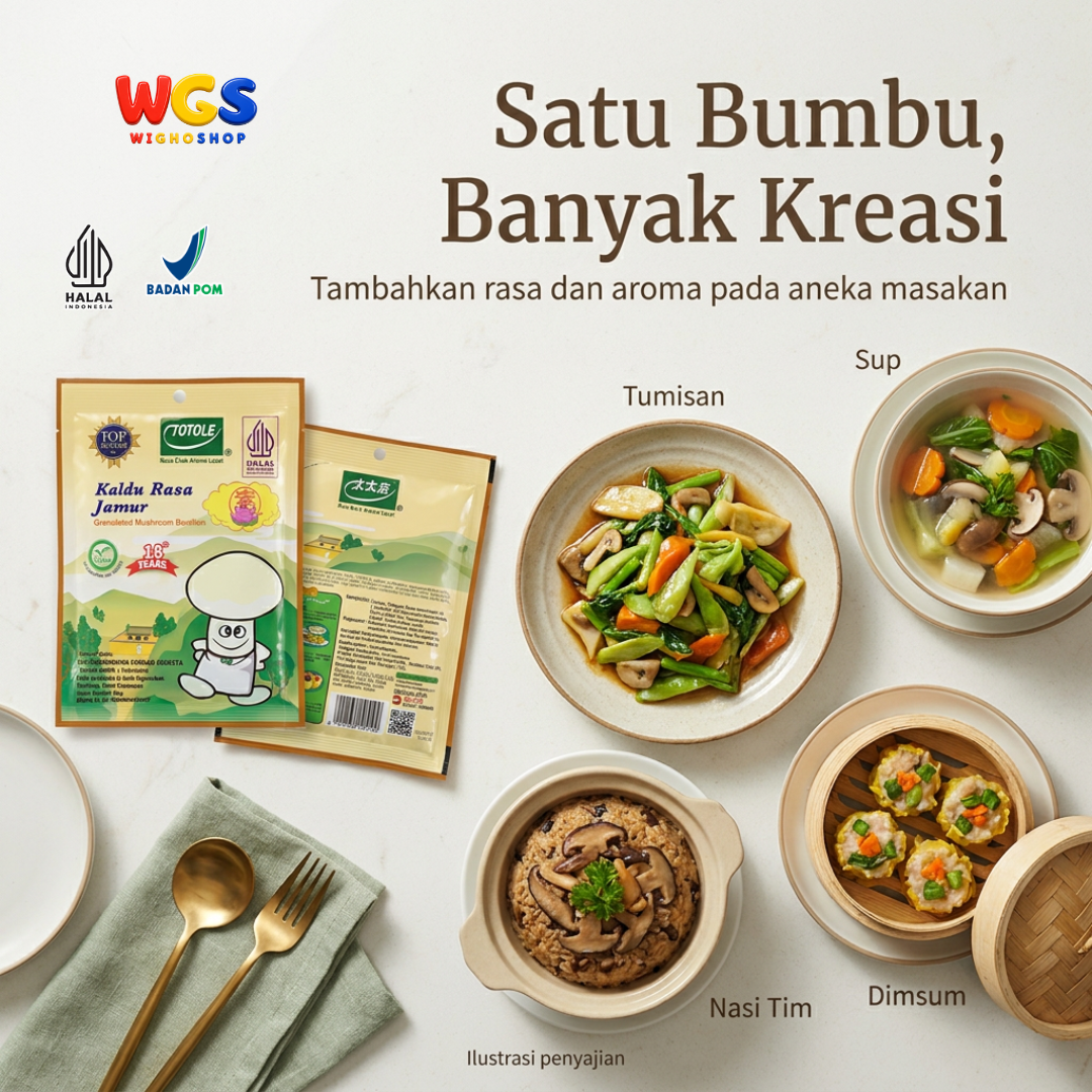 Totole Kaldu Rasa Jamur 80g - Bumbu Penyedap Masakan Vegan Granul untuk Sup Tumis Nasi Goreng