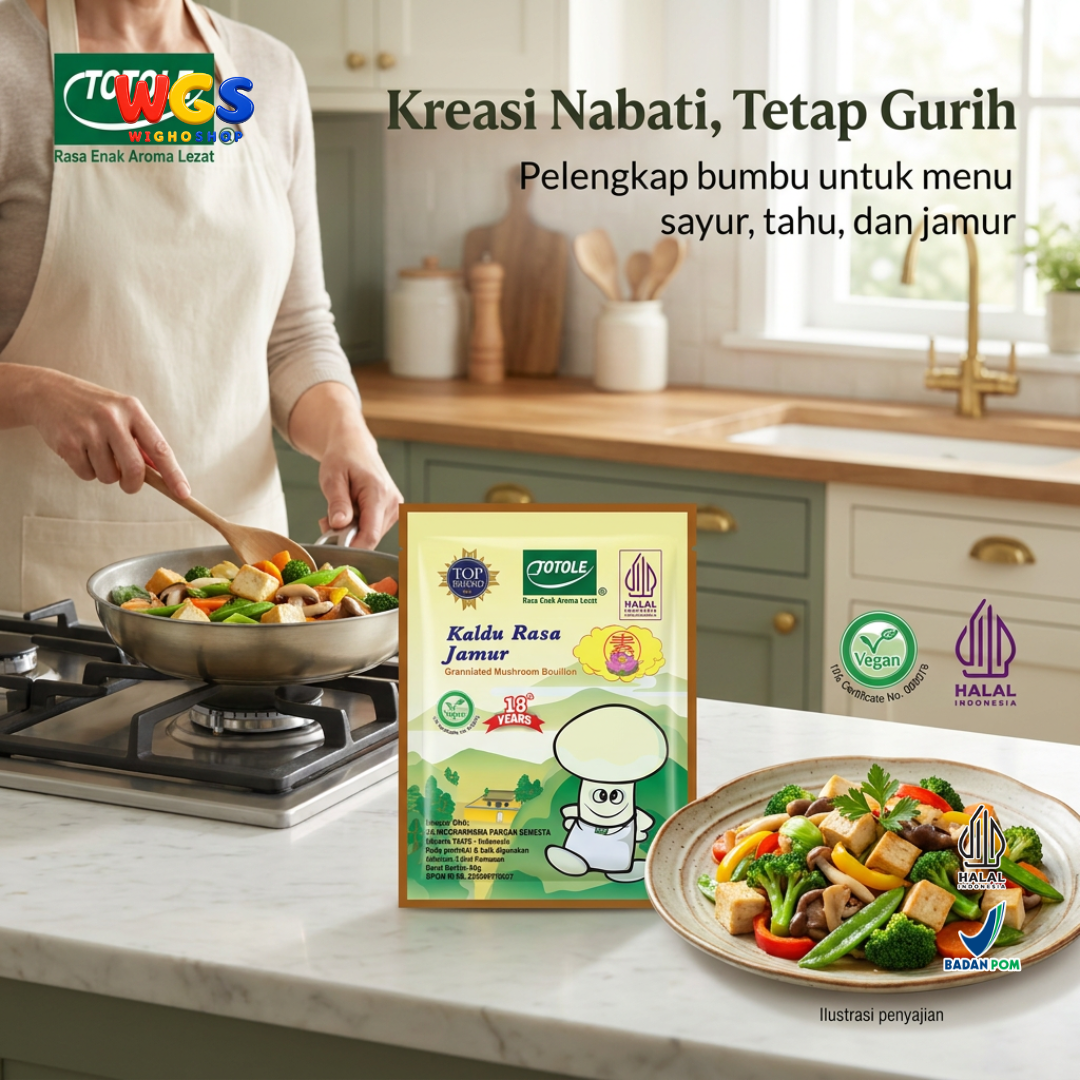 Totole Kaldu Rasa Jamur 80g - Bumbu Penyedap Masakan Vegan Granul untuk Sup Tumis Nasi Goreng