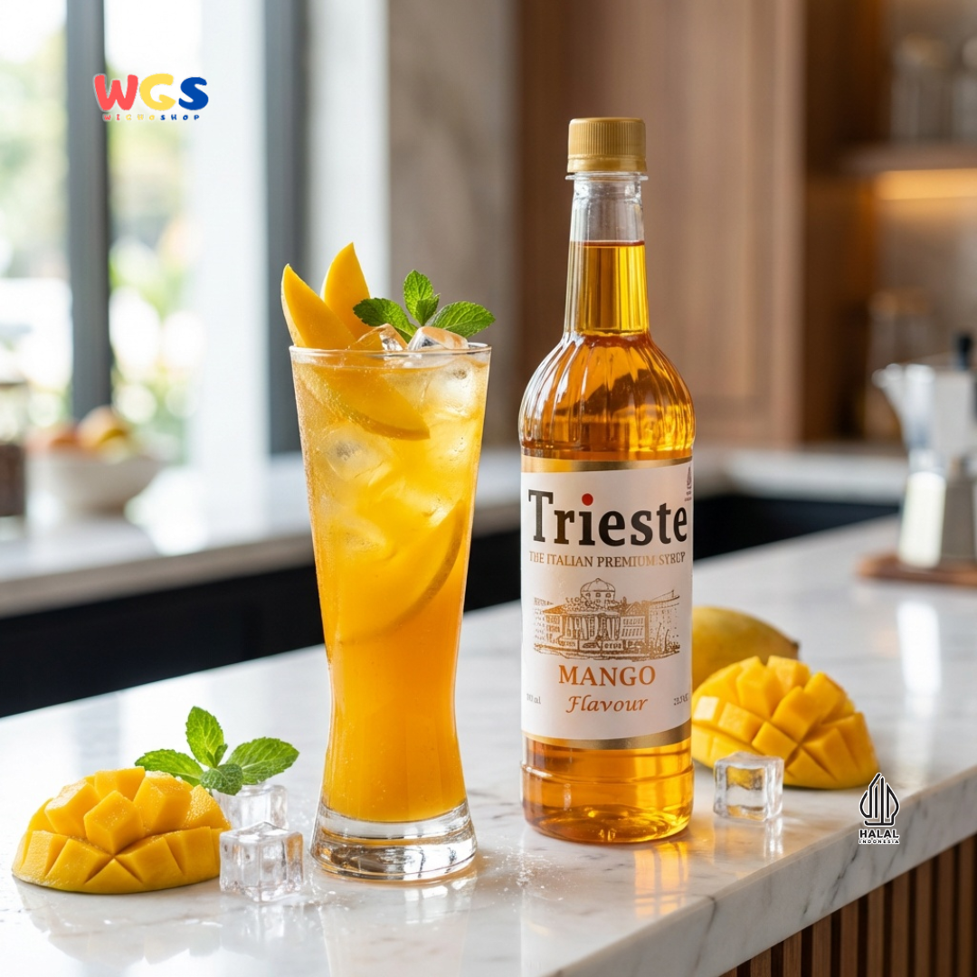 Trieste Mango Flavour Syrup 650ml - Sirup Mangga Premium Halal untuk Soda, Tea, Latte & Dessert