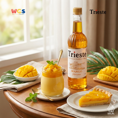 Trieste Mango Flavour Syrup 650ml - Sirup Mangga Premium Halal untuk Soda, Tea, Latte & Dessert