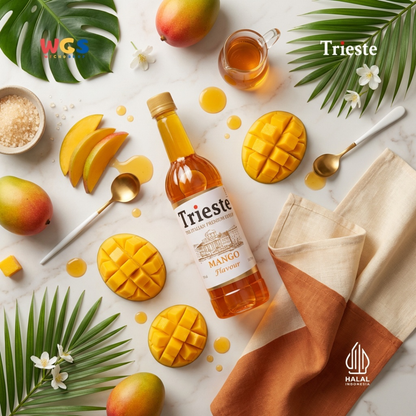 Trieste Mango Flavour Syrup 650ml - Sirup Mangga Premium Halal untuk Soda, Tea, Latte & Dessert