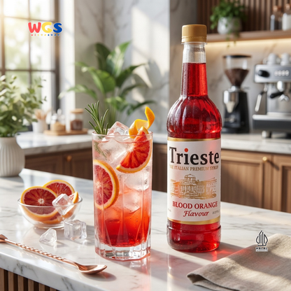 Trieste Syrup Premium Blood Orange Flavor 650ml – Fresh Red Orange Syrup for Drinks &amp; Desserts