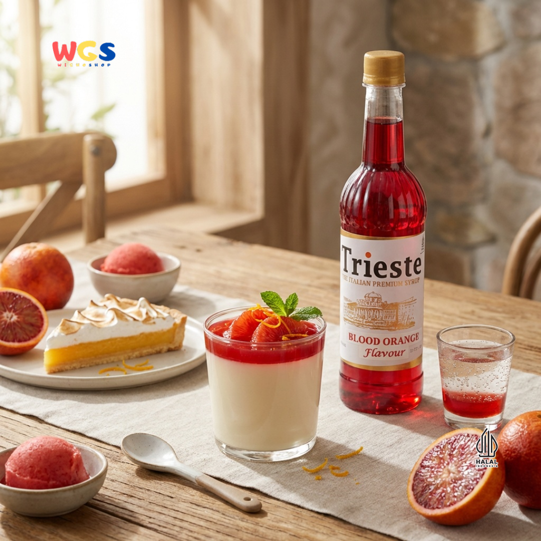 Trieste Syrup Premium Blood Orange Flavor 650ml – Fresh Red Orange Syrup for Drinks &amp; Desserts