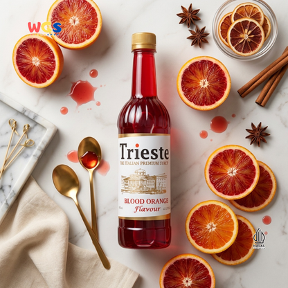 Trieste Syrup Premium Blood Orange Flavor 650ml – Fresh Red Orange Syrup for Drinks &amp; Desserts