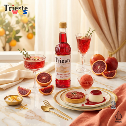 Trieste Syrup Premium Blood Orange Flavor 650ml – Fresh Red Orange Syrup for Drinks &amp; Desserts