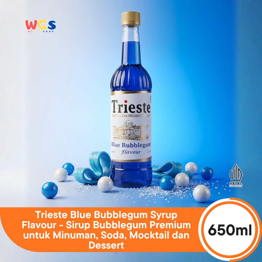 Trieste Blue Bubblegum Flavor Syrup Premium 650ml – Bubble Gum Flavored Syrup for Drinks &amp; Desserts