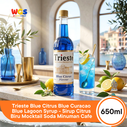 Trieste Blue Citrus Blue Curacao Blue Lagoon Syrup 650ml - Sirup Citrus Biru Mocktail Soda Lemon Tea Minuman Cafe