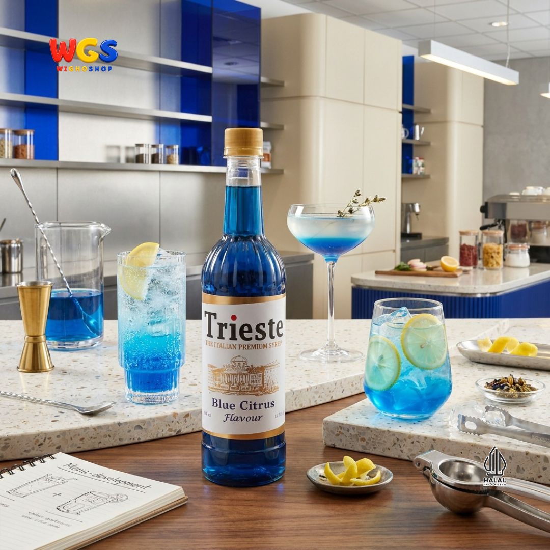 Trieste Blue Citrus Blue Curacao Blue Lagoon Syrup 650ml - Sirup Citrus Biru Mocktail Soda Lemon Tea Minuman Cafe