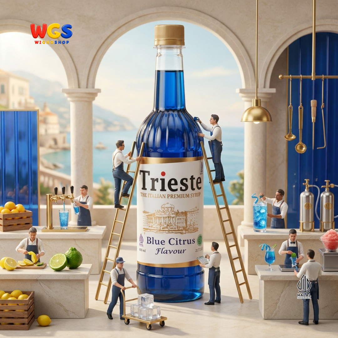 Trieste Blue Citrus Blue Curacao Blue Lagoon Syrup 650ml - Sirup Citrus Biru Mocktail Soda Lemon Tea Minuman Cafe