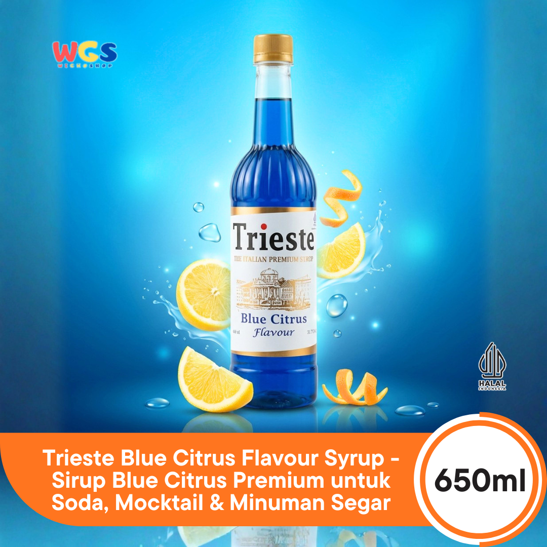 Trieste Blue Citrus Flavour Syrup 650ml - Sirup Blue Citrus Premium untuk Soda, Mocktail & Minuman Segar