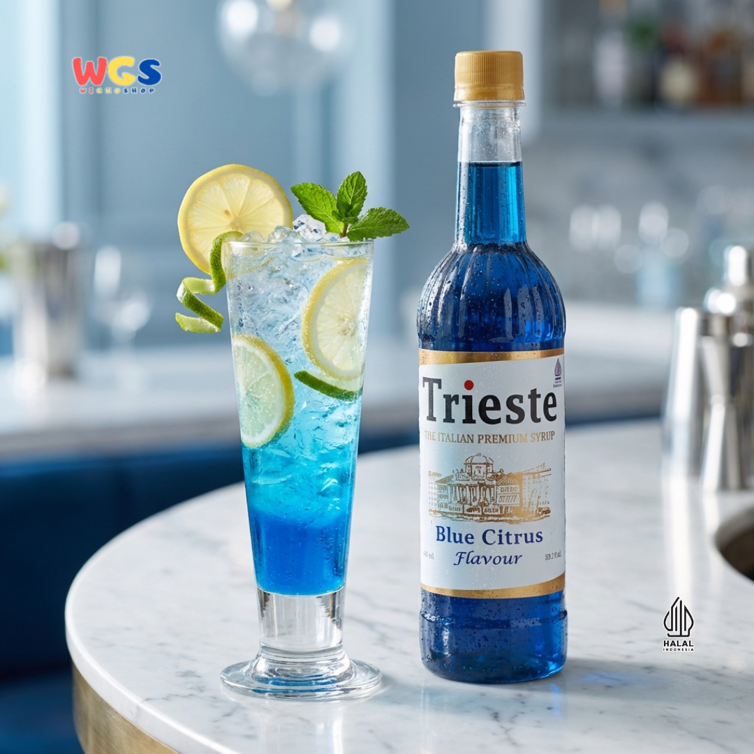 Trieste Blue Citrus Flavour Syrup 650ml - Sirup Blue Citrus Premium untuk Soda, Mocktail & Minuman Segar