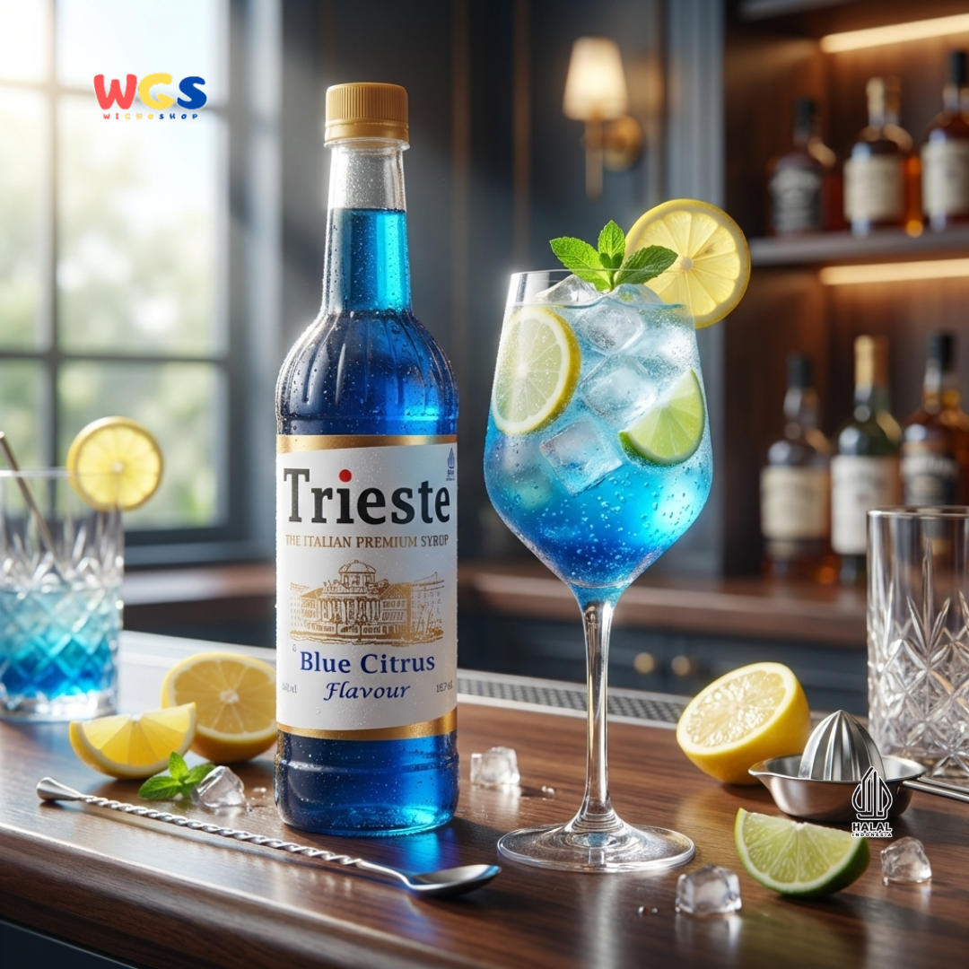 Trieste Blue Citrus Flavour Syrup 650ml - Sirup Blue Citrus Premium untuk Soda, Mocktail & Minuman Segar