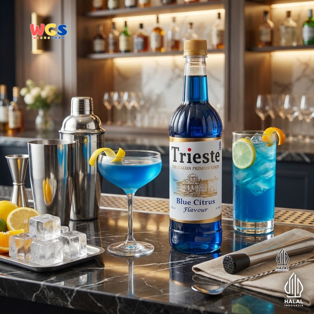 Trieste Blue Citrus Flavour Syrup 650ml - Sirup Blue Citrus Premium untuk Soda, Mocktail & Minuman Segar