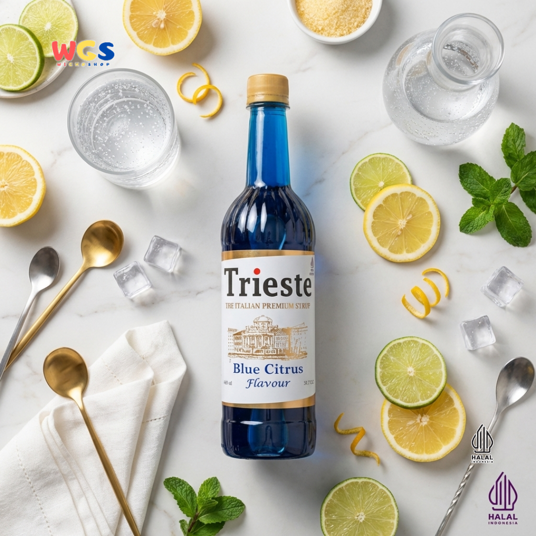 Trieste Blue Citrus Flavour Syrup 650ml - Sirup Blue Citrus Premium untuk Soda, Mocktail & Minuman Segar