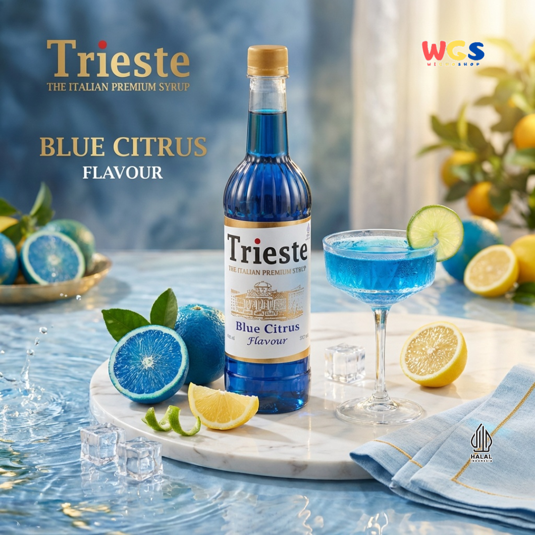 Trieste Blue Citrus Flavour Syrup 650ml - Sirup Blue Citrus Premium untuk Soda, Mocktail & Minuman Segar