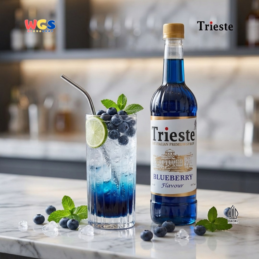 Trieste Blueberry Flavour Syrup 650ml - Sirup Blueberry Premium untuk Soda, Mocktail & Minuman