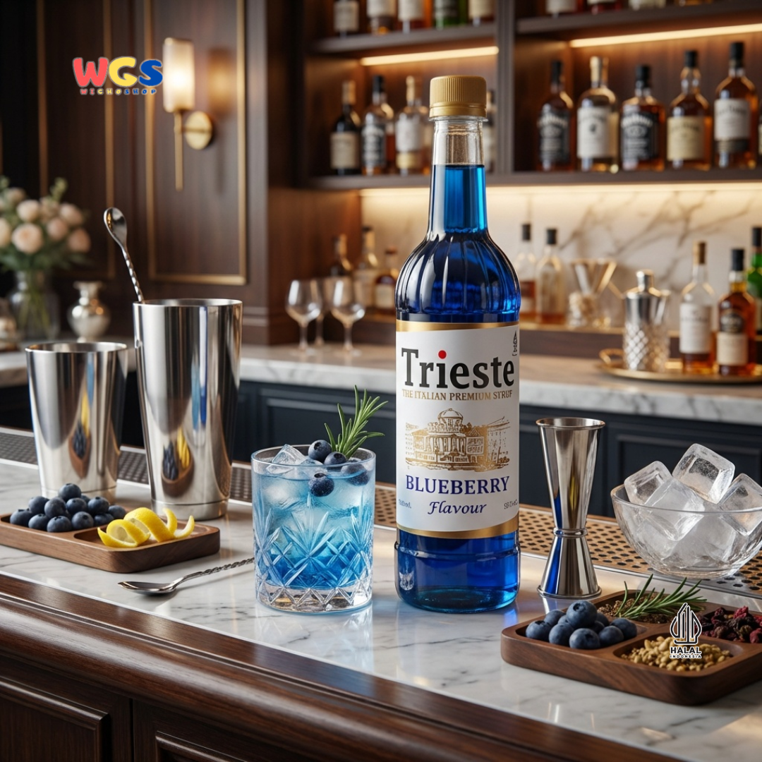 Trieste Blueberry Flavour Syrup 650ml - Sirup Blueberry Premium untuk Soda, Mocktail & Minuman