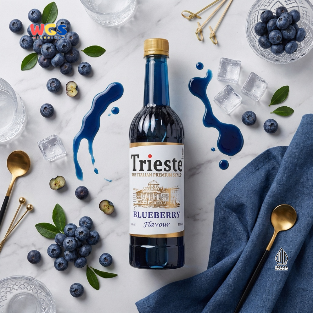 Trieste Blueberry Flavour Syrup 650ml - Sirup Blueberry Premium untuk Soda, Mocktail & Minuman