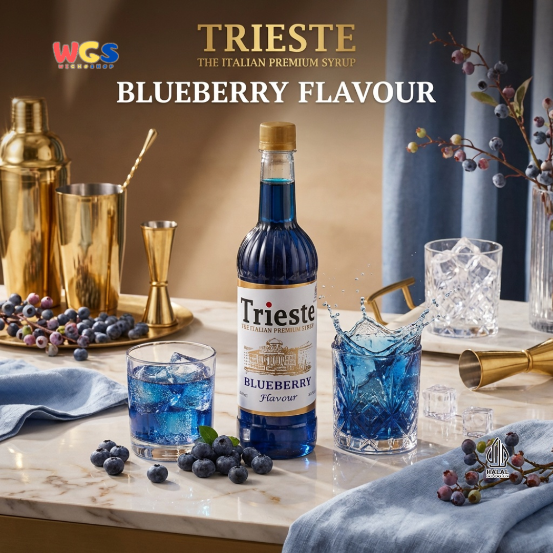 Trieste Blueberry Flavour Syrup 650ml - Sirup Blueberry Premium untuk Soda, Mocktail & Minuman