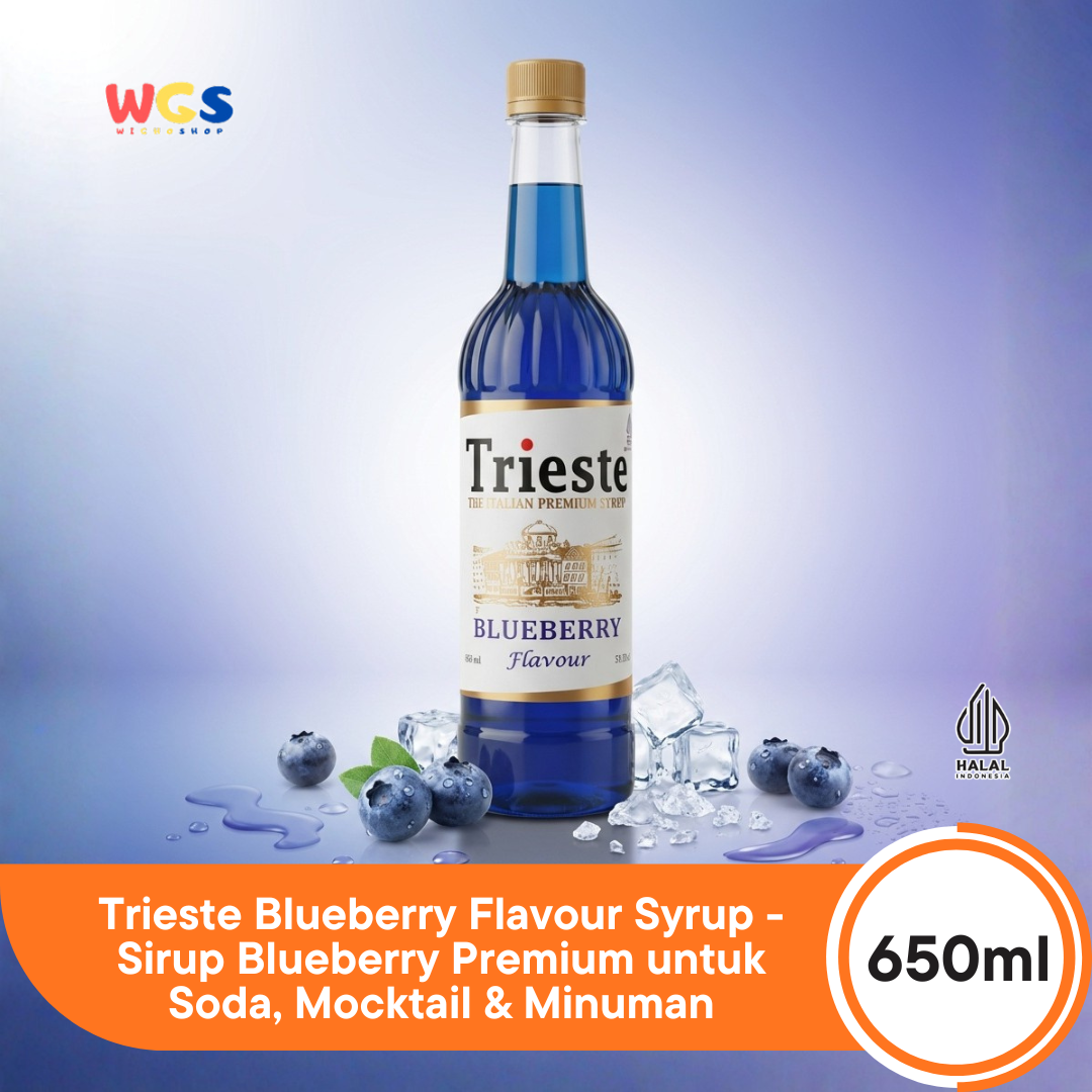 Trieste Blueberry Flavour Syrup 650ml - Sirup Blueberry Premium untuk Soda, Mocktail & Minuman
