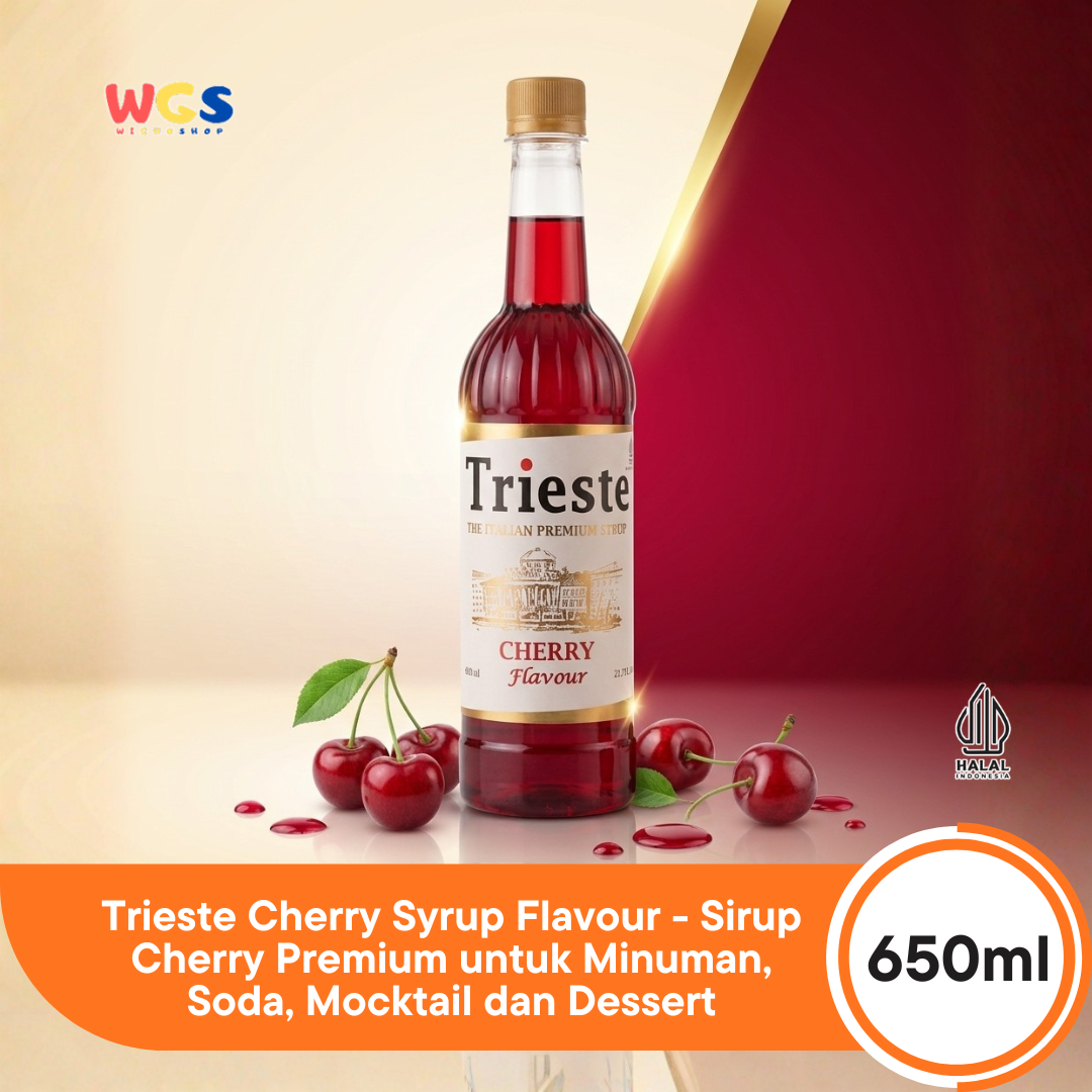 Trieste Cherry Syrup Flavour 650ml - Sirup Cherry Premium untuk Minuman, Soda, Mocktail dan Dessert