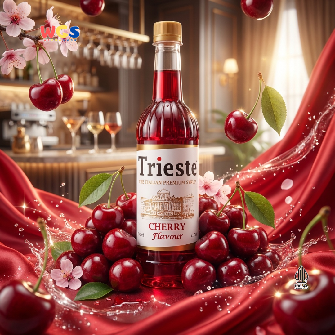 Trieste Cherry Syrup Flavour 650ml - Sirup Cherry Premium untuk Minuman, Soda, Mocktail dan Dessert