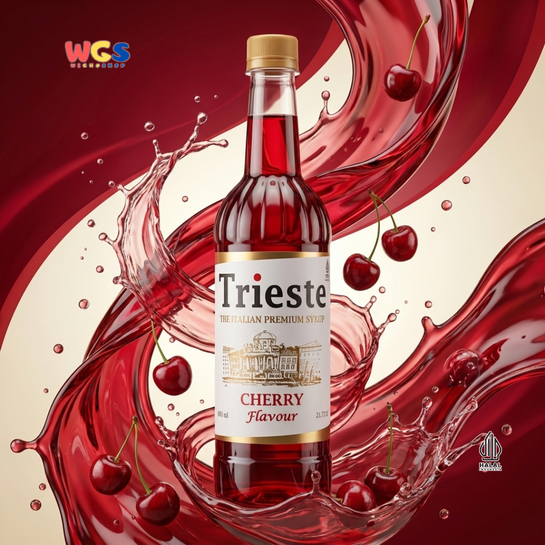 Trieste Cherry Syrup Flavour 650ml - Sirup Cherry Premium untuk Minuman, Soda, Mocktail dan Dessert