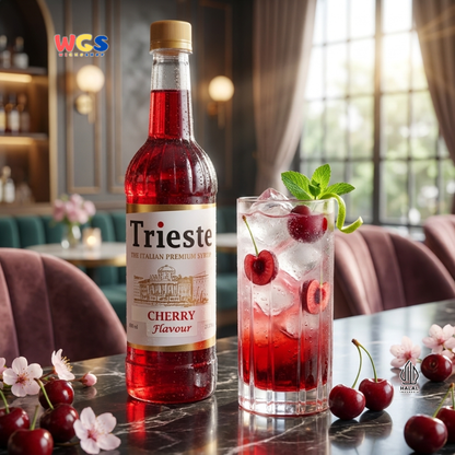 Trieste Cherry Syrup Flavour 650ml - Sirup Cherry Premium untuk Minuman, Soda, Mocktail dan Dessert
