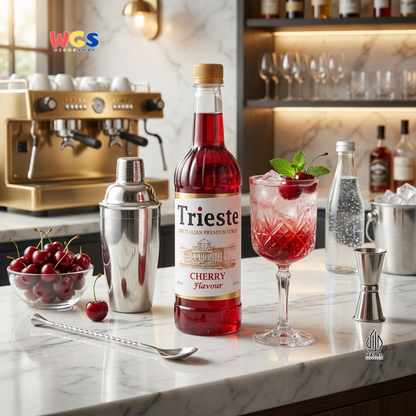 Trieste Cherry Syrup Flavour 650ml - Sirup Cherry Premium untuk Minuman, Soda, Mocktail dan Dessert