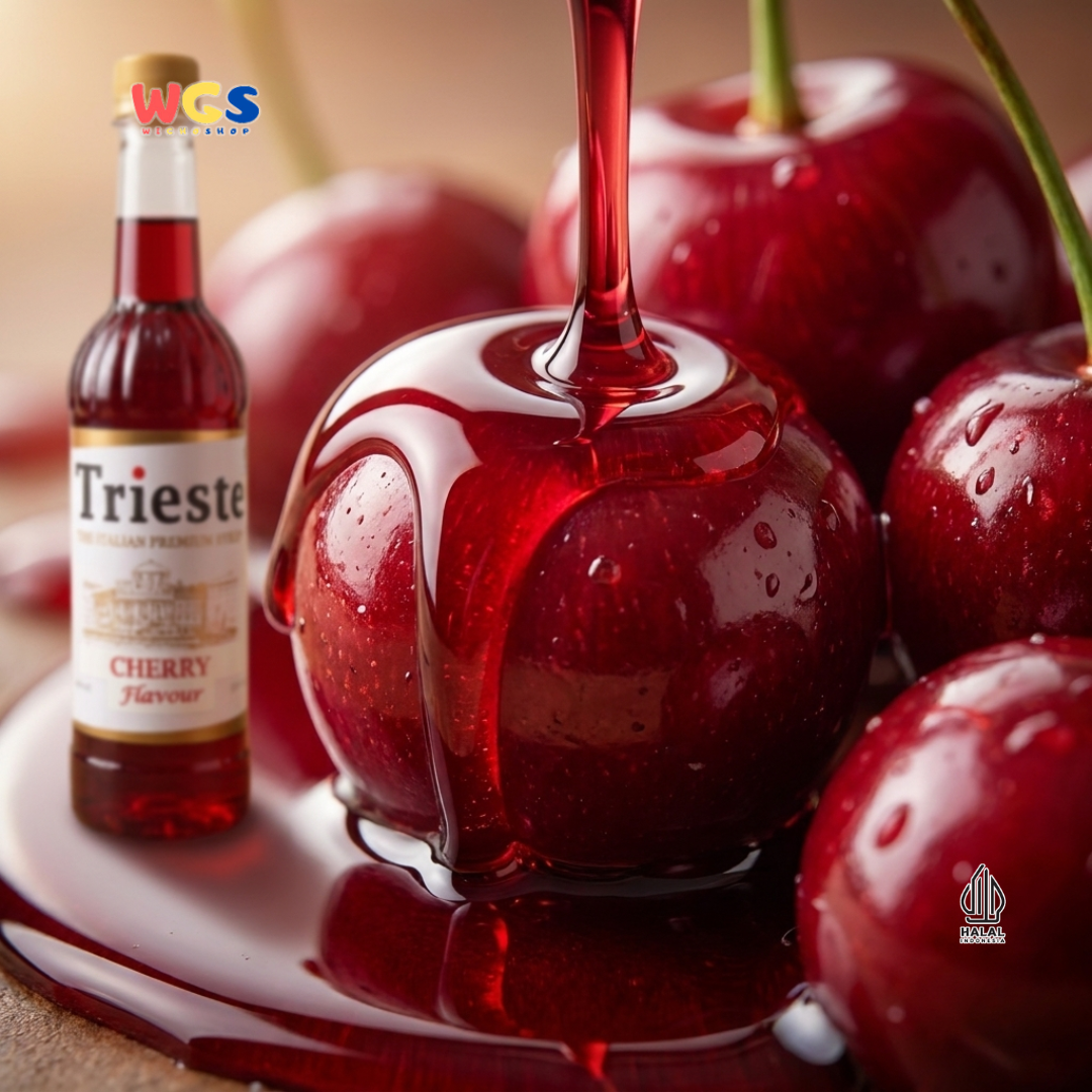 Trieste Cherry Syrup Flavour 650ml - Sirup Cherry Premium untuk Minuman, Soda, Mocktail dan Dessert