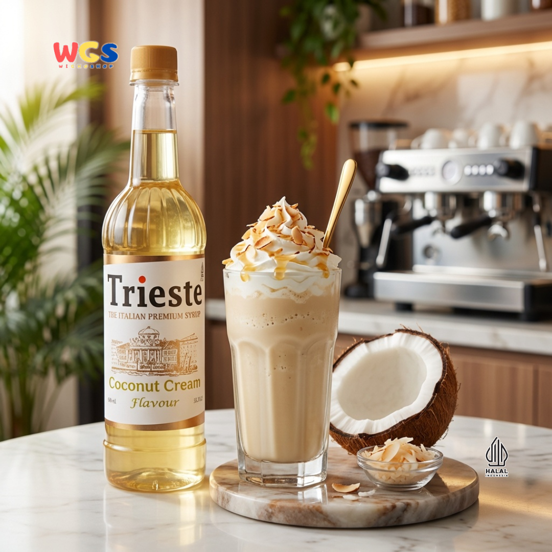 Trieste Syrup Premium Coconut Cream Flavor 650ml – Soft Coconut Flavored Syrup for Drinks &amp; Desserts