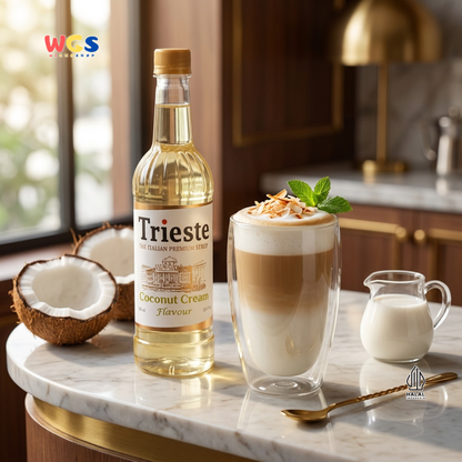 Trieste Syrup Premium Coconut Cream Flavor 650ml – Soft Coconut Flavored Syrup for Drinks &amp; Desserts