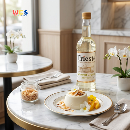 Trieste Syrup Premium Coconut Cream Flavor 650ml – Soft Coconut Flavored Syrup for Drinks &amp; Desserts