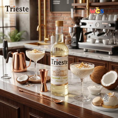 Trieste Syrup Premium Coconut Cream Flavor 650ml – Soft Coconut Flavored Syrup for Drinks &amp; Desserts