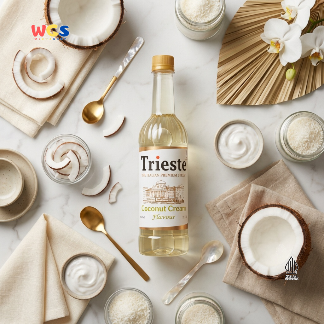 Trieste Syrup Premium Coconut Cream Flavor 650ml – Soft Coconut Flavored Syrup for Drinks &amp; Desserts