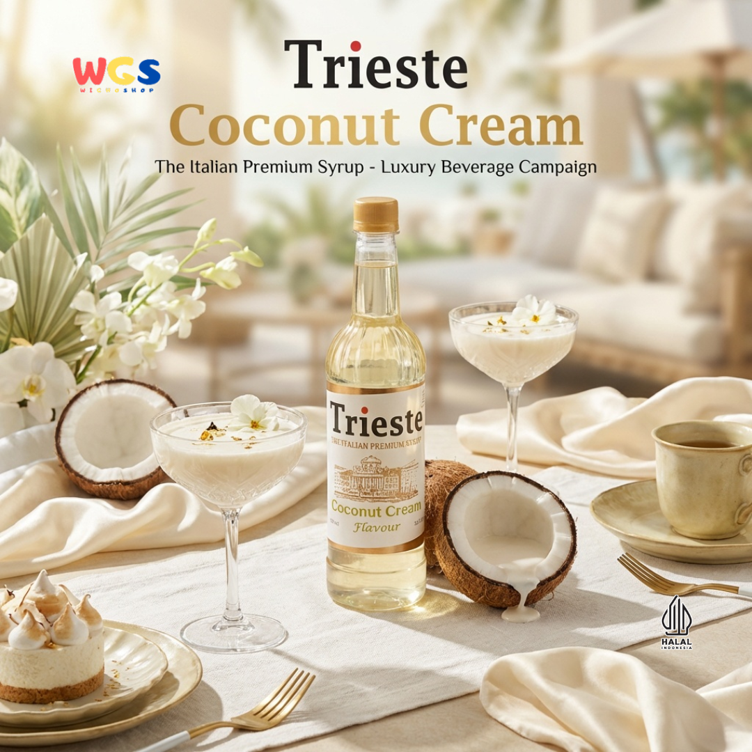 Trieste Syrup Premium Coconut Cream Flavor 650ml – Soft Coconut Flavored Syrup for Drinks &amp; Desserts
