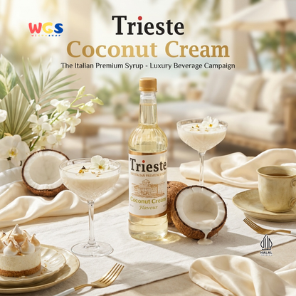 Trieste Syrup Premium Coconut Cream Flavor 650ml – Soft Coconut Flavored Syrup for Drinks &amp; Desserts