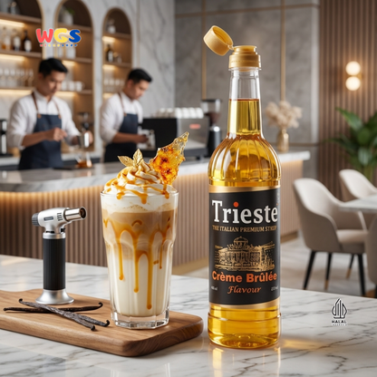 Trieste Creme Brulee Syrup 650ml - Sirup Creme Brulee Halal Premium untuk Kopi & Latte