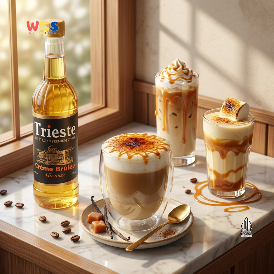 Trieste Creme Brulee Syrup 650ml - Sirup Creme Brulee Halal Premium untuk Kopi & Latte
