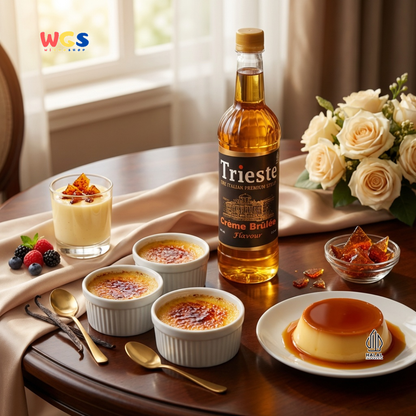 Trieste Creme Brulee Syrup 650ml - Sirup Creme Brulee Halal Premium untuk Kopi & Latte