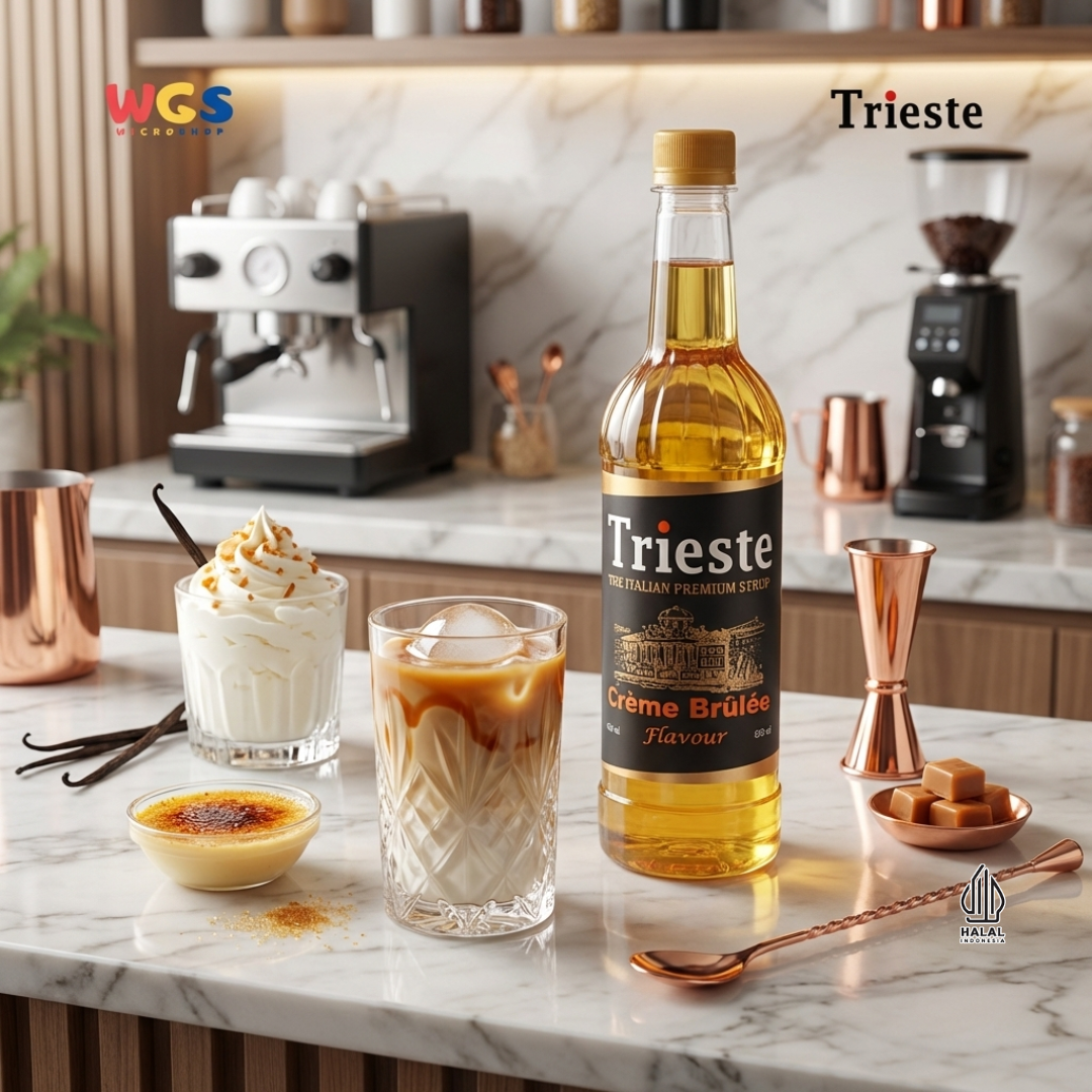 Trieste Creme Brulee Syrup 650ml - Sirup Creme Brulee Halal Premium untuk Kopi & Latte