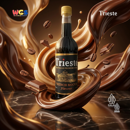 Trieste Syrup Premium French Mocca Flavor 650ml – Coffee Chocolate Flavored Syrup for Drinks &amp; Desserts