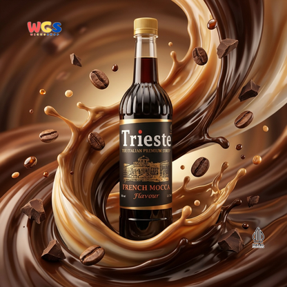 Trieste Syrup Premium French Mocca Flavor 650ml – Coffee Chocolate Flavored Syrup for Drinks &amp; Desserts