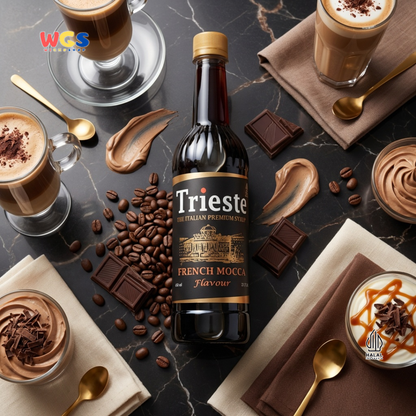 Trieste Syrup Premium French Mocca Flavor 650ml – Coffee Chocolate Flavored Syrup for Drinks &amp; Desserts