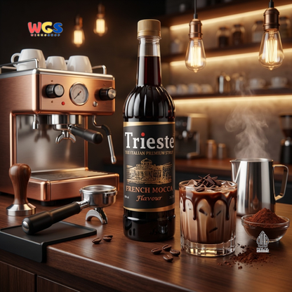 Trieste Syrup Premium French Mocca Flavor 650ml – Coffee Chocolate Flavored Syrup for Drinks &amp; Desserts