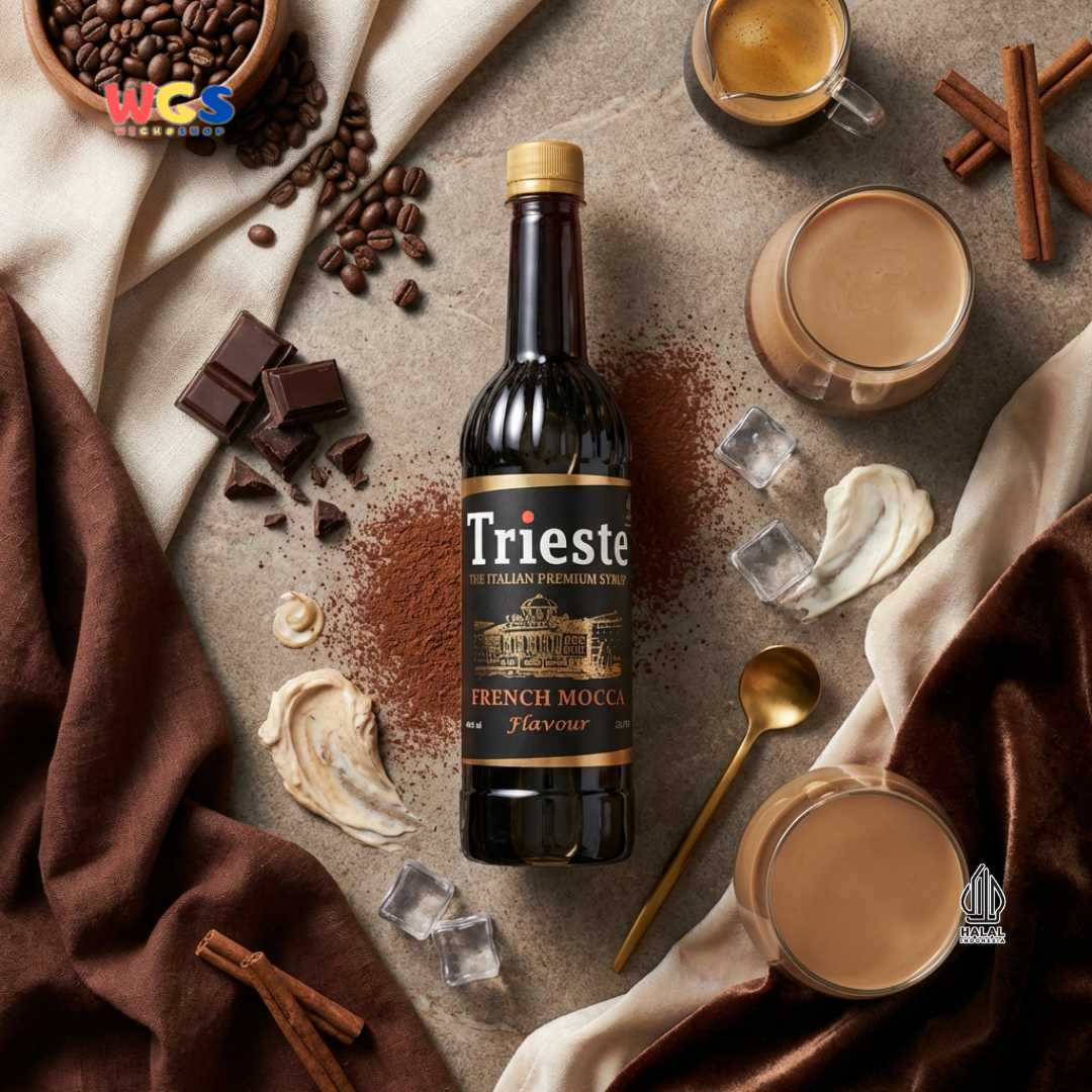 Trieste Syrup Premium French Mocca Flavor 650ml – Coffee Chocolate Flavored Syrup for Drinks &amp; Desserts