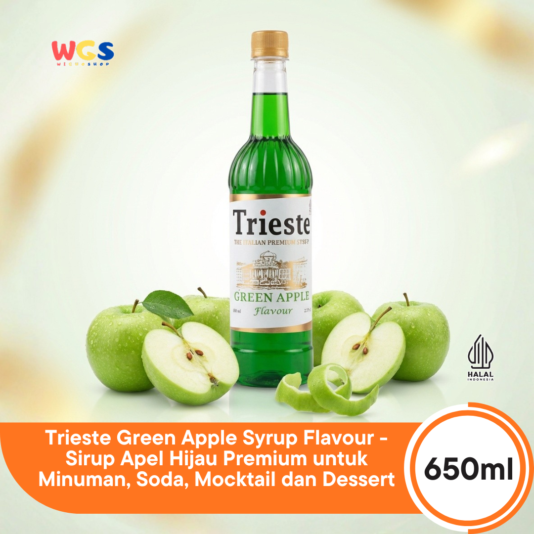 Trieste Green Apple Flavor Syrup Premium 650ml – Fresh Green Apple Syrup for Drinks &amp; Desserts