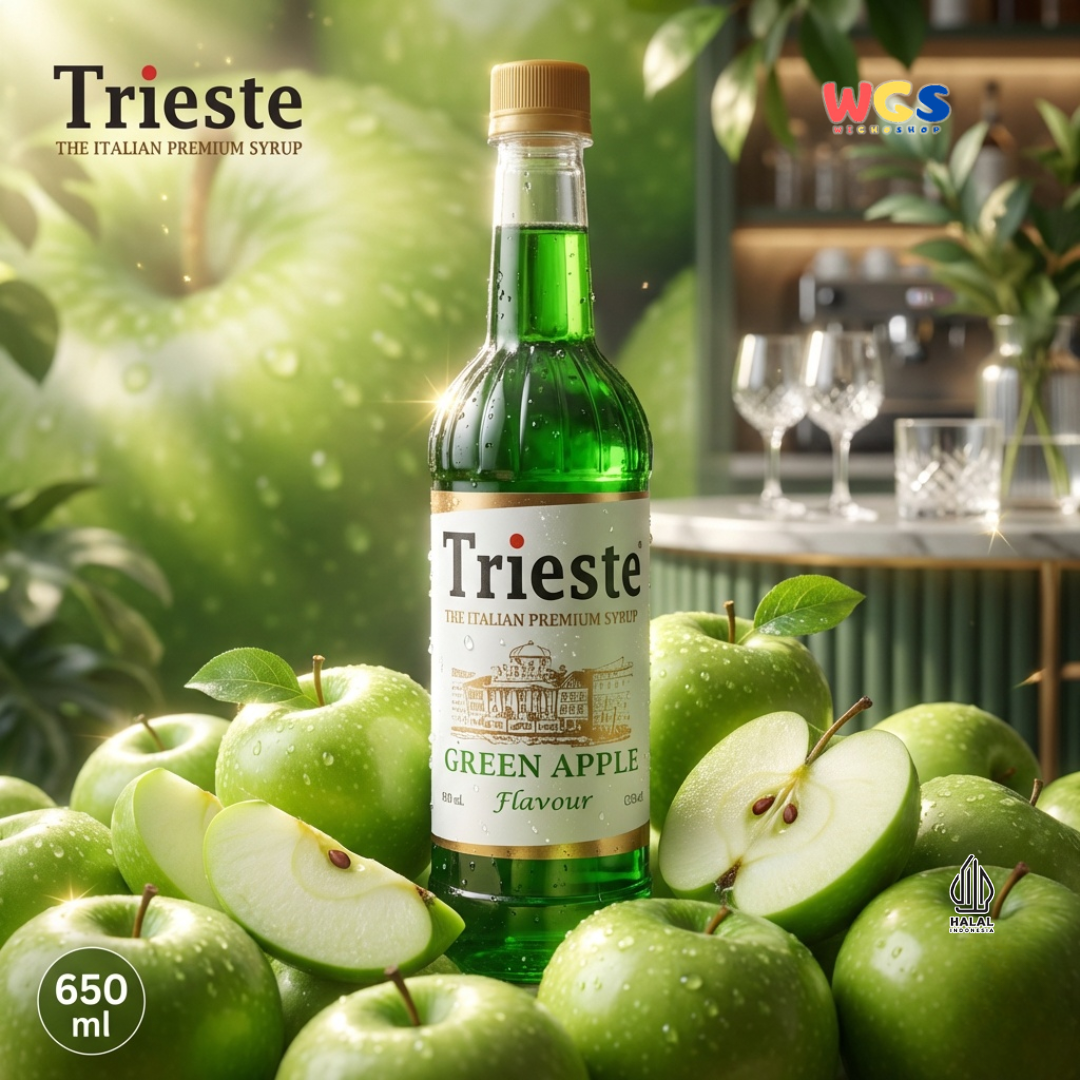 Trieste Green Apple Flavor Syrup Premium 650ml – Fresh Green Apple Syrup for Drinks &amp; Desserts
