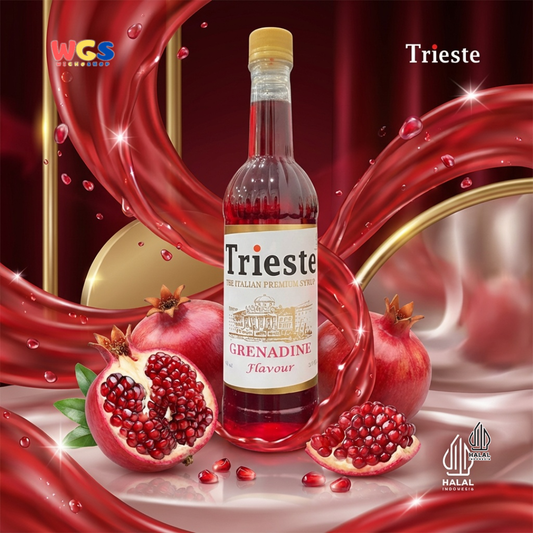 Trieste Grenadine Syrup Flavour 650ml - Sirup Delima Premium untuk Mocktail, Soda, Es Buah & Dessert