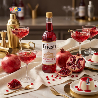 Trieste Grenadine - Pomegranate Flavor Syrup Premium 650 ml - Pomegranate Flavor - Mocktail Drink